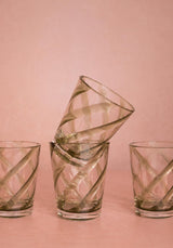 Casa by Josephine Jenno Tumbler Set with Elegant Diamond Pattern and Green Glass Finish