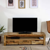Merlin Mango Wooden Large TV Stand With 3 Drawers Verty Furniture
