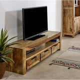 Merlin Mango Wooden Large TV Stand With 3 Drawers Verty Furniture