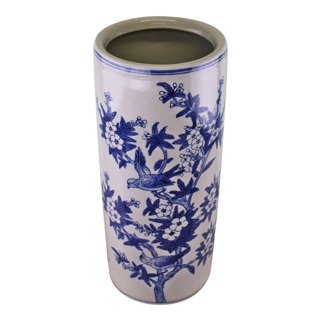 Umbrella Stand, Vintage Blue & White Bird Design Geko Products