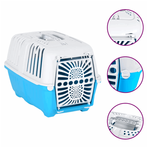Pet Carrier White and Blue 48x31.5x33cm Polypropylene vidaXL
