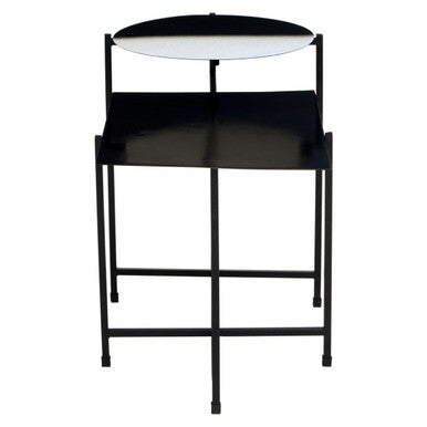 Orsina Modern Side Table with Two-Tier Design in Black for Contemporary Living Spaces