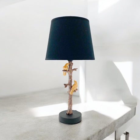 Stylish Table Lamp with Tree Branch Design and Black Shade for Modern Home Decor