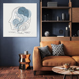 Abstract Wall Art Canvas featuring a minimalist design of faces in soft blue tones for modern decor