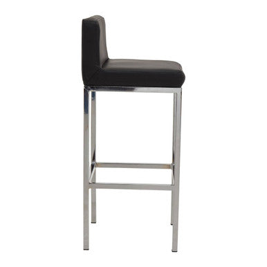 Orsina Bar Chair with Black Upholstery and Chrome Legs for Modern Bar Seating