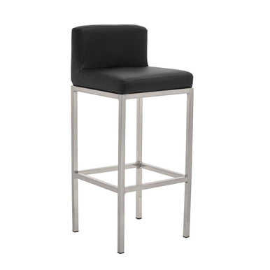 Orsina Bar Chair with Black Upholstered Seat and Stainless Steel Frame for Modern Bar Settings