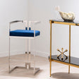 Orsina Bar Stool with Blue Cushion and Sleek Chrome Frame for Stylish Bar Seating