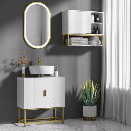 Kleankin Stylish White Bathroom Cabinet with Shelves kleankin