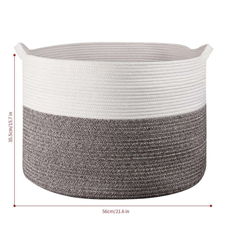 Vinsani Laundry Basket White & Natural Vinsani