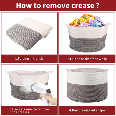 Vinsani Laundry Basket White & Natural Vinsani