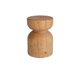 Nisu Home Wooden Side Table with a Unique Round Top and Cylindrical Base