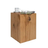 Nisu Home Rustic Wooden Side Table with Natural Finish for Home Decor and Coffee Cup Placement