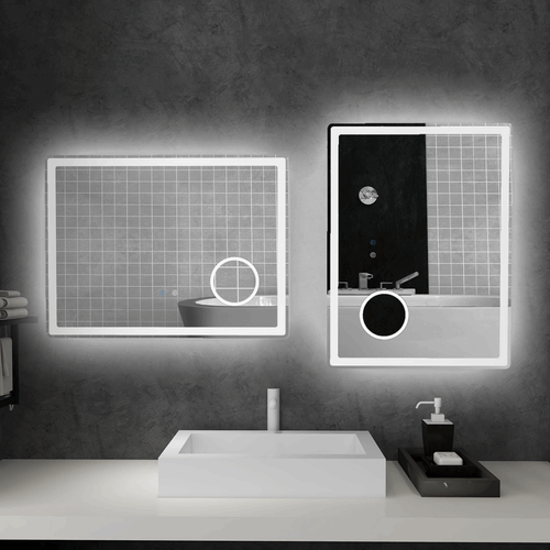 kleankin LED Lighted Bathroom Mirror with 3X Magnifying Mirror, Anti-Fog kleankin