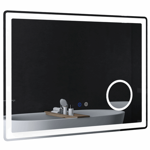 kleankin LED Lighted Bathroom Mirror with 3X Magnifying Mirror, Anti-Fog kleankin