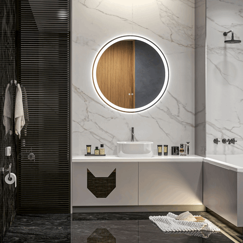 Dimmable Bathroom Mirror with LED Lights, 3 Colours, Defogging Film kleankin