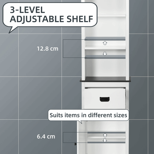 Freestanding Tall Bathroom Cabinet with Drawer and Adjustable Shelf White kleankin