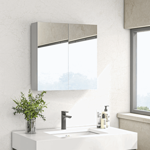 Wall Mounted Bathroom Storage Cupboard With Mirror And Shelf, White kleankin