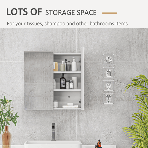 Wall Mounted Bathroom Storage Cupboard With Mirror And Shelf, White kleankin