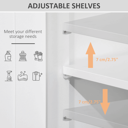 Bathroom Floor Cabinet 2 Drawers Adjustable Shelf White Removable kleankin