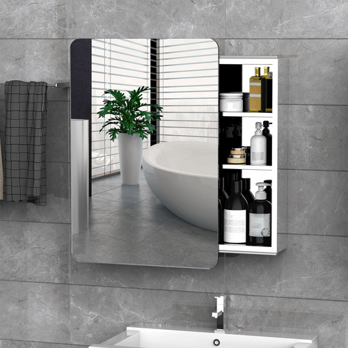 On-Wall Mounted Bathroom Storage Cabinet With Sliding Mirror Door kleankin