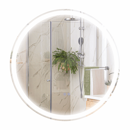 Dimmable Bathroom Mirror with LED Lights, 3 Colours, Defogging Film kleankin