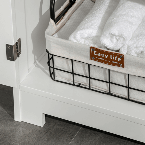 Bathroom Floor Cabinet 2 Drawers Adjustable Shelf White Removable kleankin