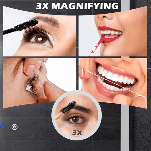 kleankin LED Lighted Bathroom Mirror with 3X Magnifying Mirror, Anti-Fog kleankin