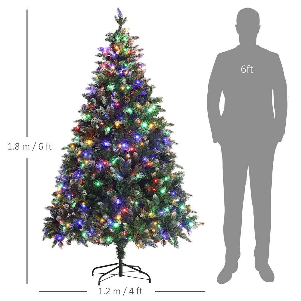 HOMCOM 6 Ft Artificial LED Christmas Tree with Metal Base, Hinged Branches HOMCOM