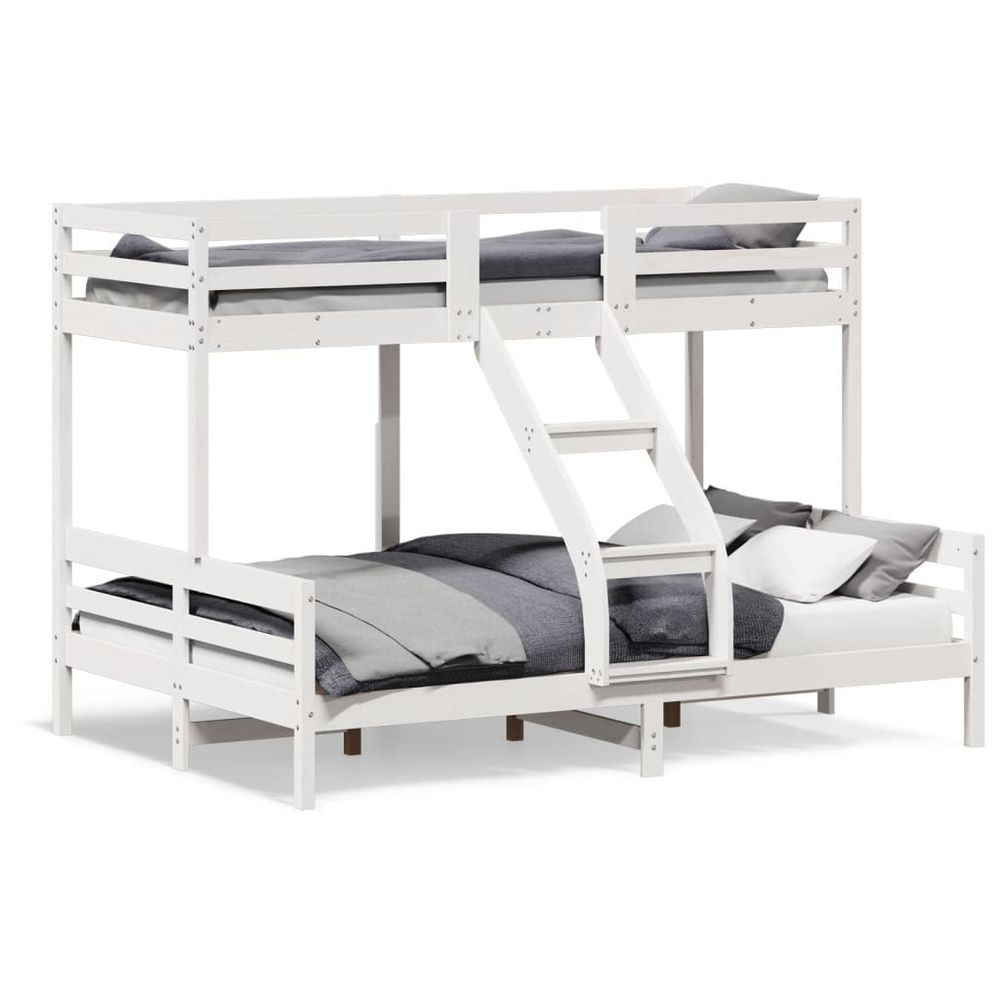 vidaXL Bunk Bed 90x200/140x200 cm Solid Wood Pine white vidaXL