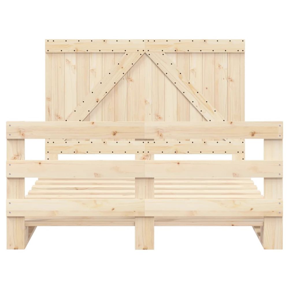 vidaXL Bed Frame with Headboard 140x200 cm Solid Wood Pine vidaXL