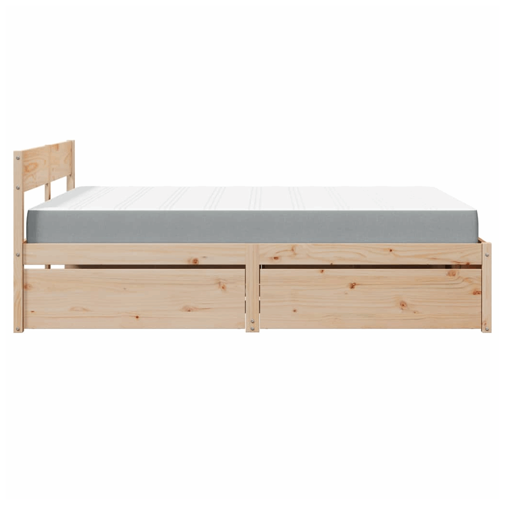 vidaXL Bed with Drawers and Mattress 160x200 cm Solid Wood Pine vidaXL