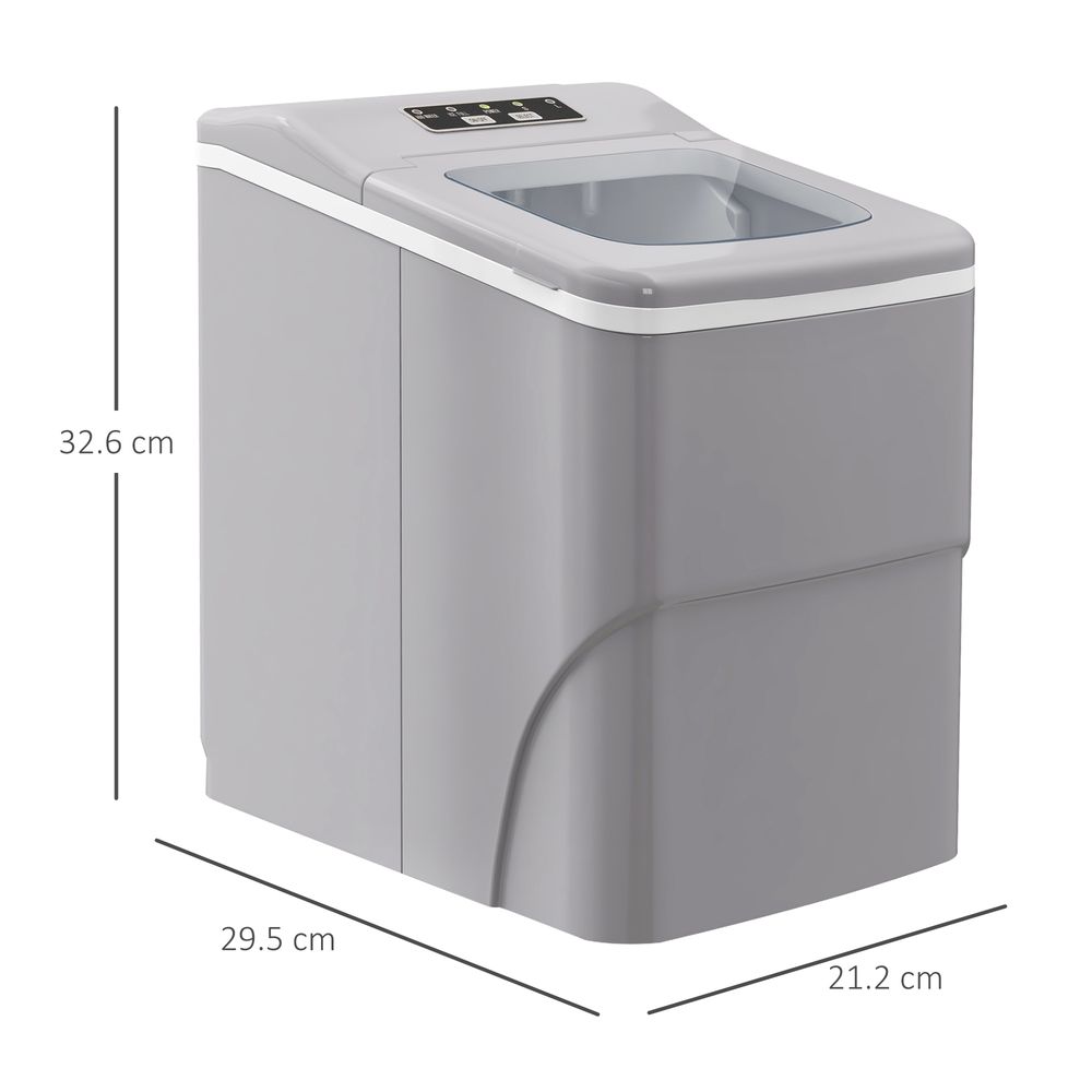 HOMCOM Ice Maker 12kg/24H Production with Scoop Basket for Home Office Silver HOMCOM