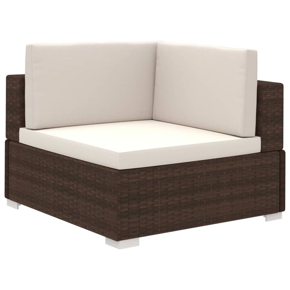 8 Piece Garden Lounge Set with Cushions Poly Rattan Brown vidaXL