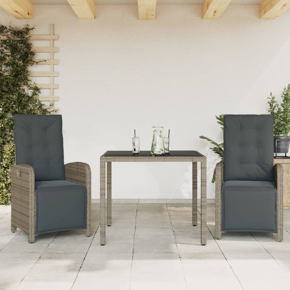 vidaXL 5 Piece Garden Dining Set with Cushions Black Poly Rattan grey vidaXL