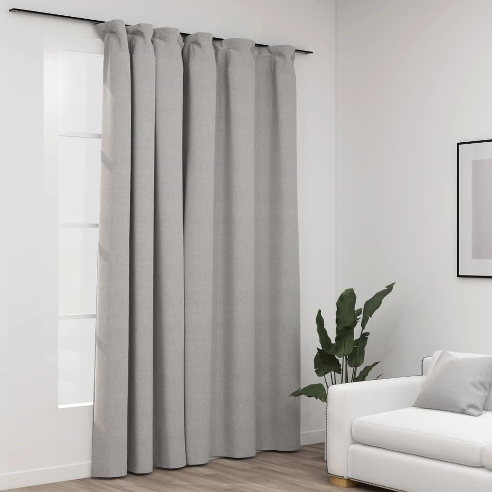 vidaXL Linen-Look Blackout Curtains with Hooks Black 290x245 cm vidaXL