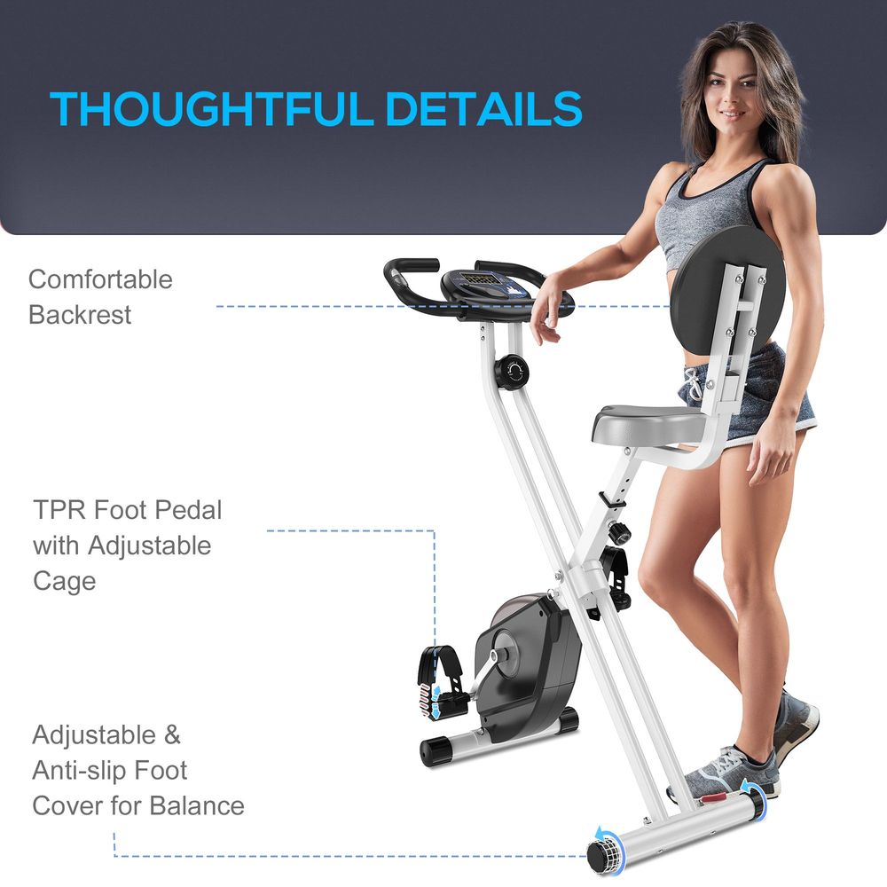 HOMCOM Magnetic Resistance Exercise Bike Foldable LCD Adjustable Seat Grey HOMCOM