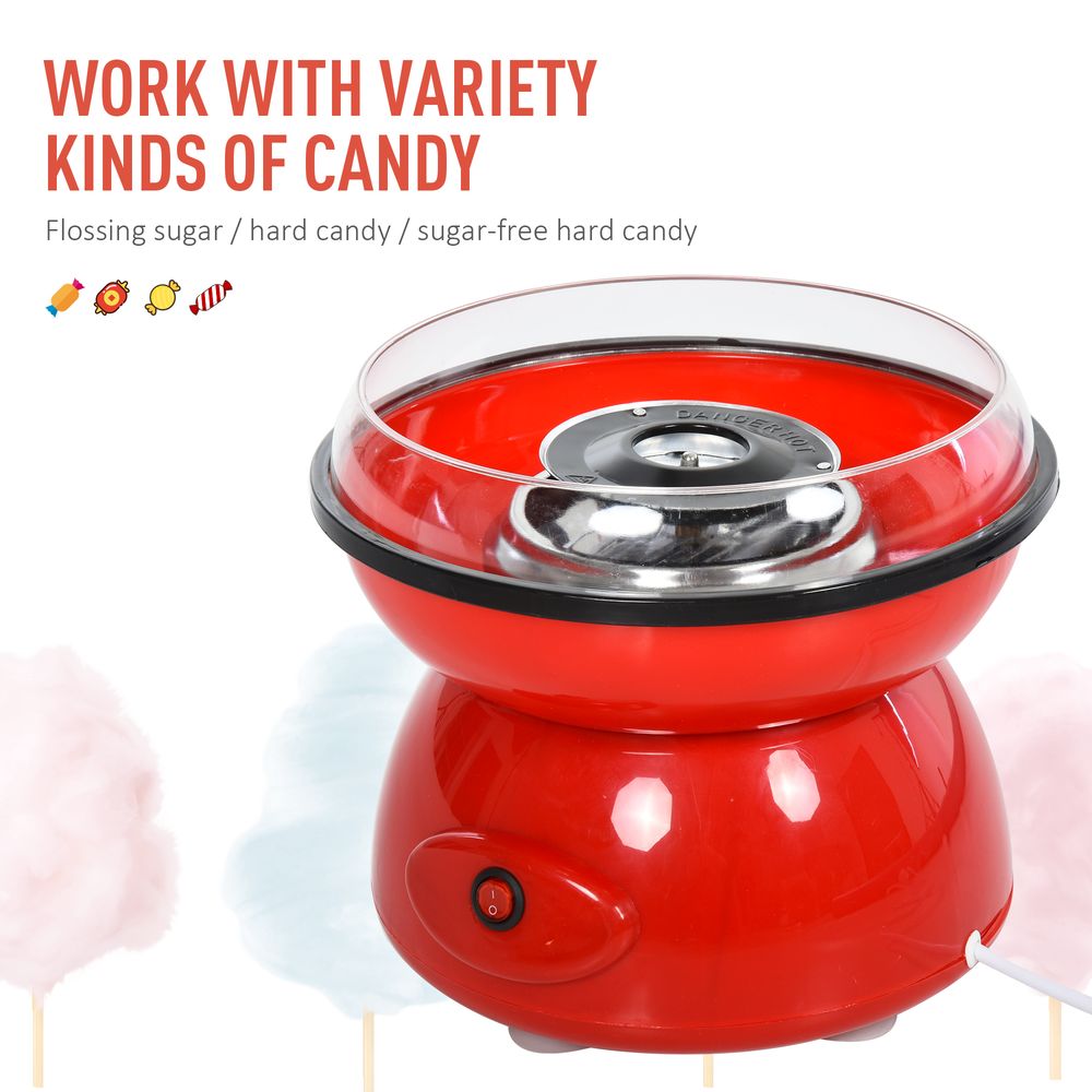 450W Non-Stick Stainless Steel Candyfloss Machine Red HOMCOM