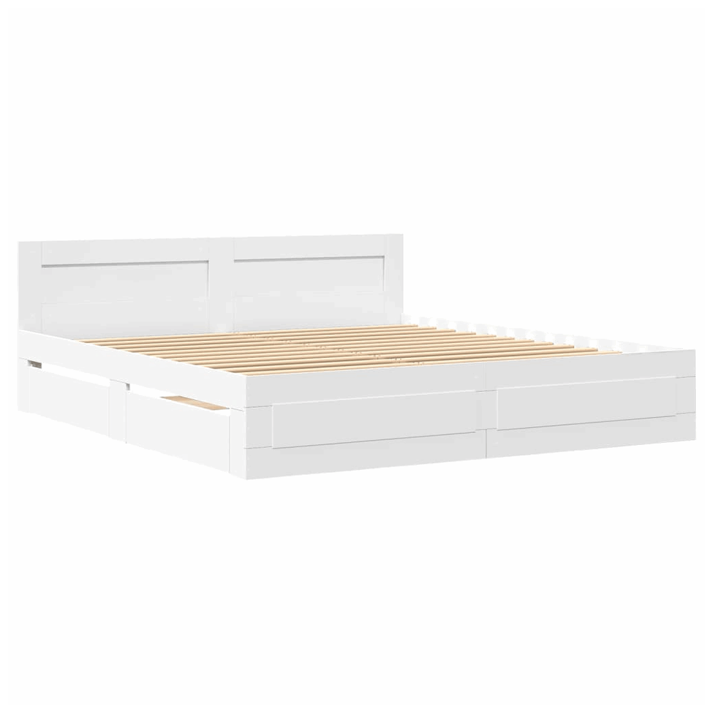 vidaXL Bed Frame with Headboard White 200x200 cm Engineered Wood vidaXL