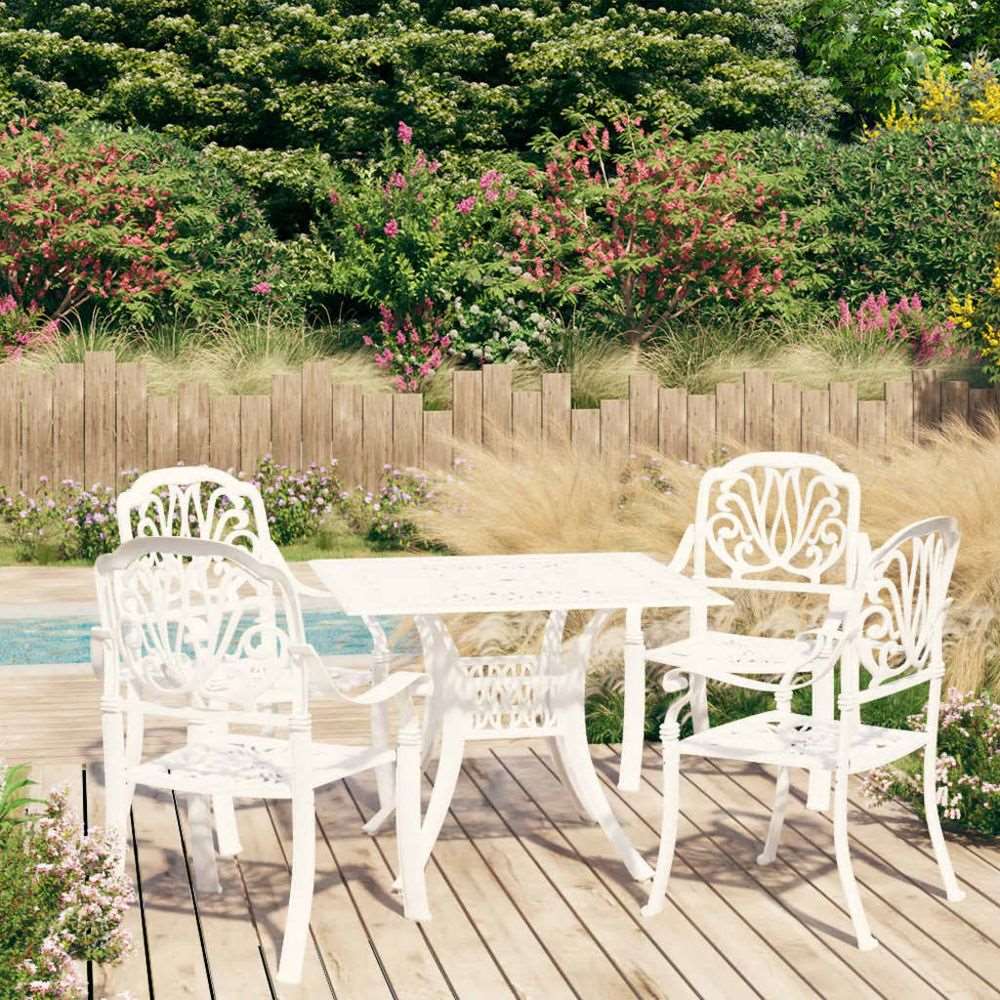 vidaXL 3 Piece Bistro Set Cast Aluminium Bronze white vidaXL