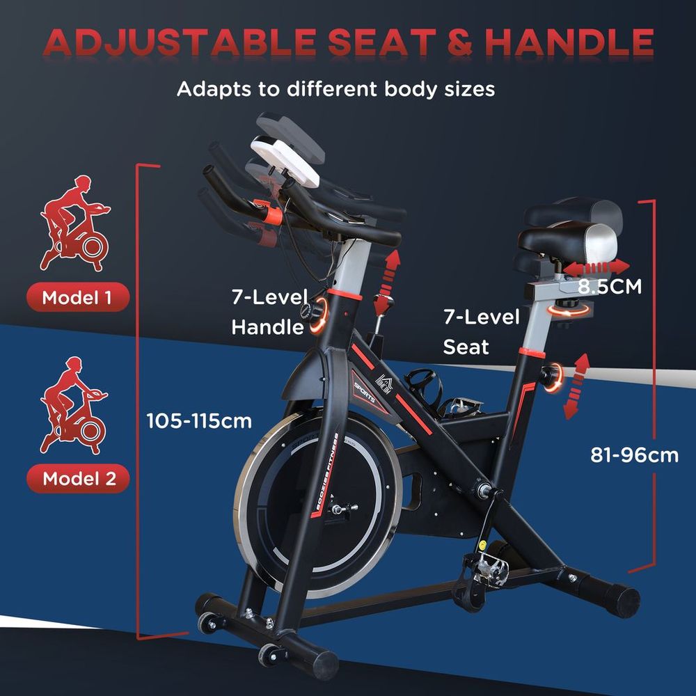 HOMCOM 8kg Flywheel Exercise Racing Bicycle Cardio Adjustable Resistance LCD HOMCOM