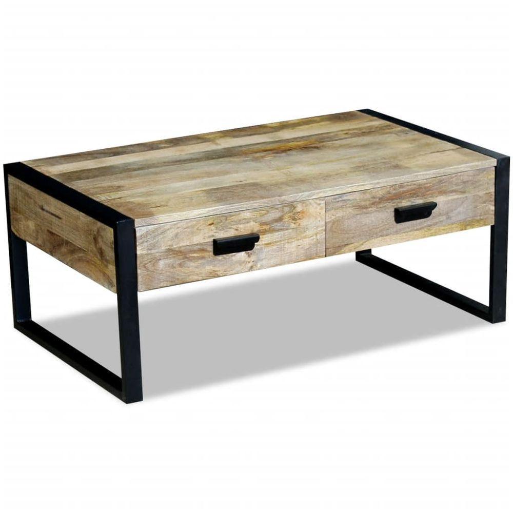 Coffee Table with 2 Drawers Solid Mango Wood 100x60x40 cm vidaXL