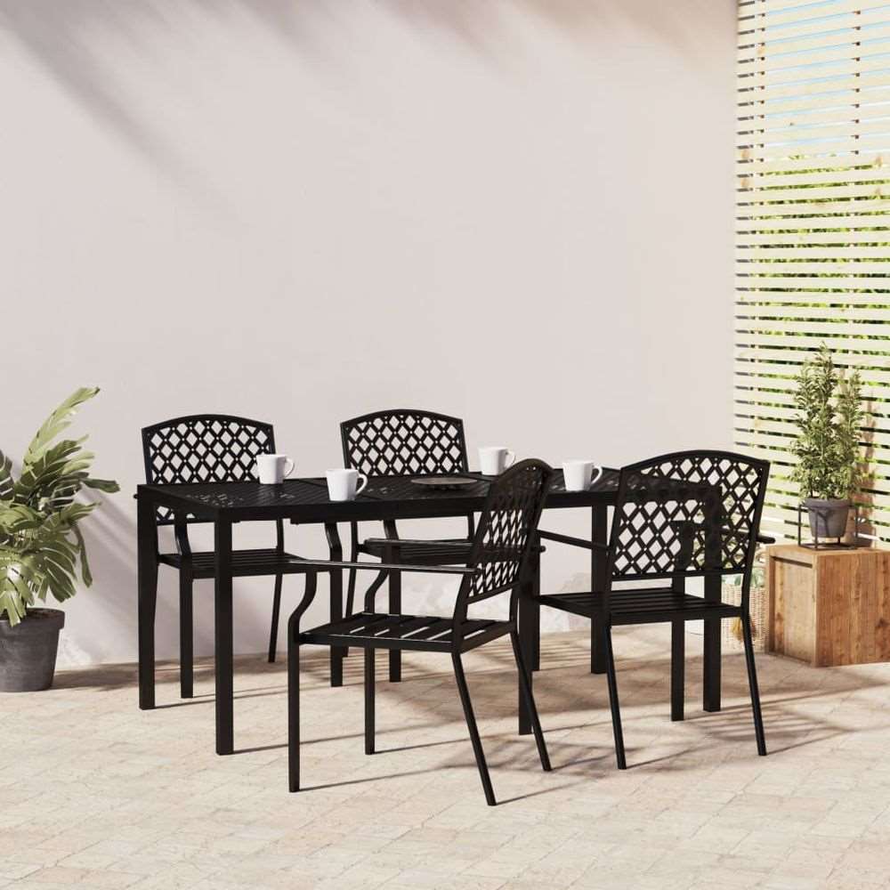 vidaXL 3 Piece Garden Dining Set Anthracite Steel 5 165 cm table length vidaXL