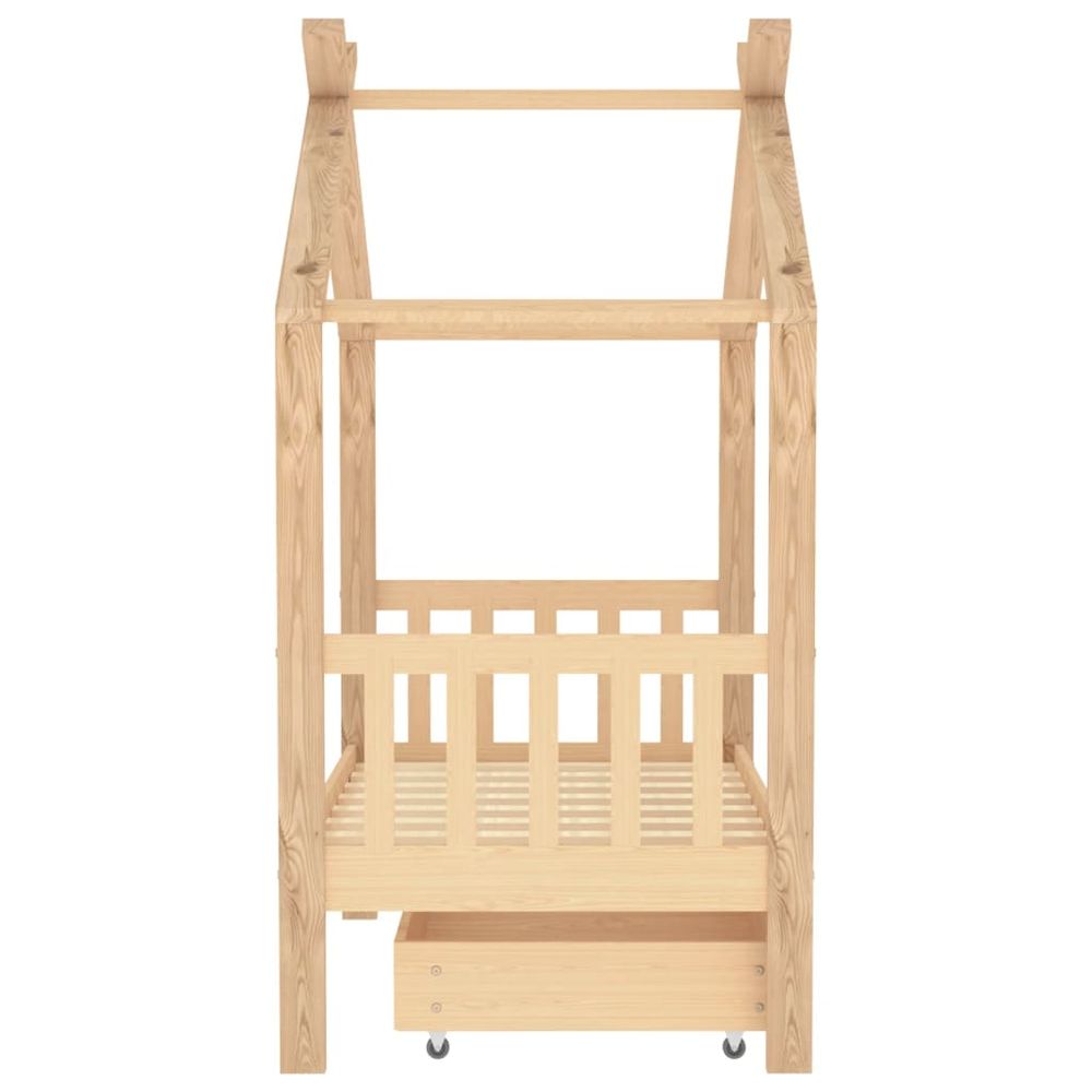 vidaXL Kids Bed Frame with a Drawer Solid Pine Wood 70x140 cm vidaXL