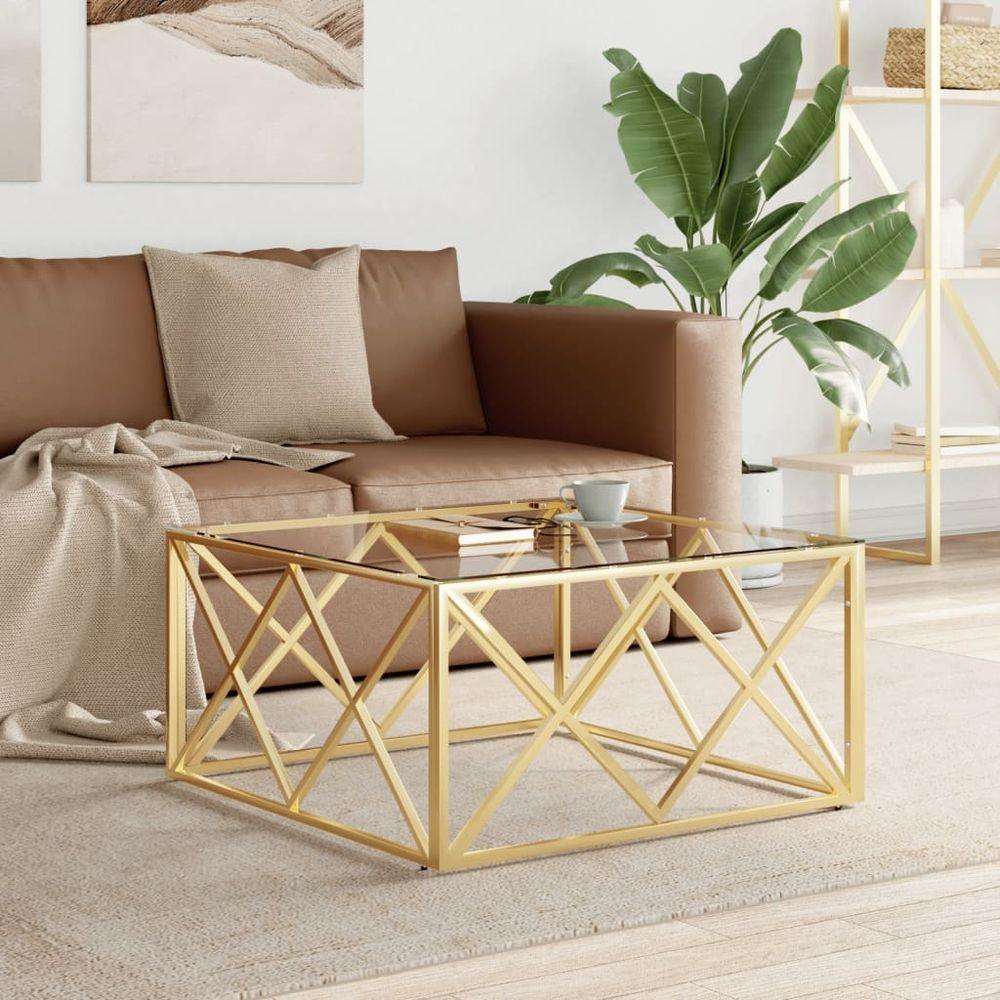 vidaXL Coffee Table 80x80x40 cm Stainless Steel and Glass gold vidaXL