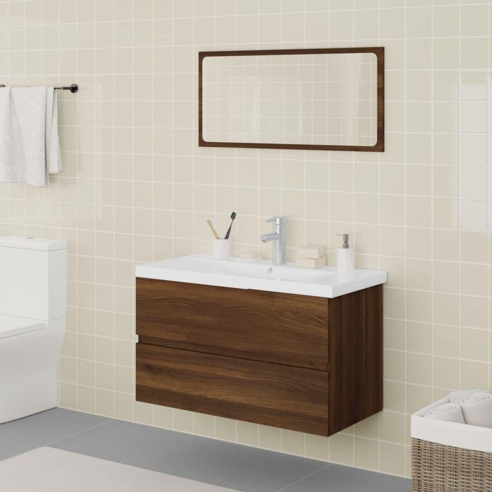 Bathroom Furniture Set Smoked Oak Engineered Wood brown oak vidaXL