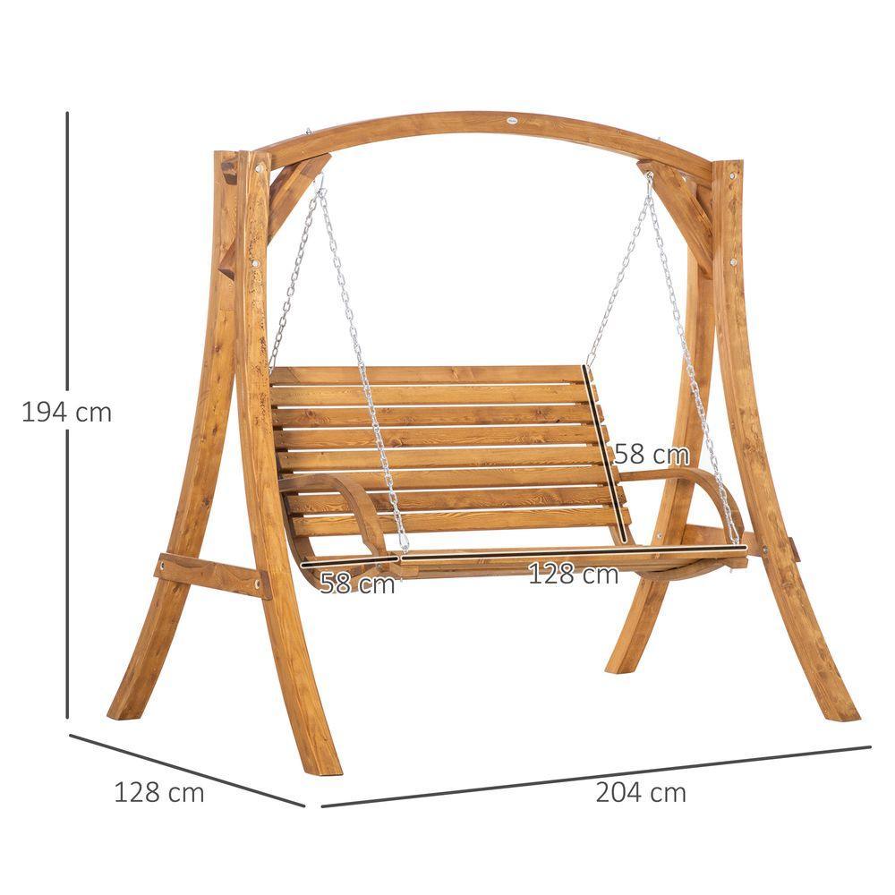 Outsunny 2 Seater Garden Swing Seat Swing Chair, Outdoor Wooden Swing Bench Seat Outsunny