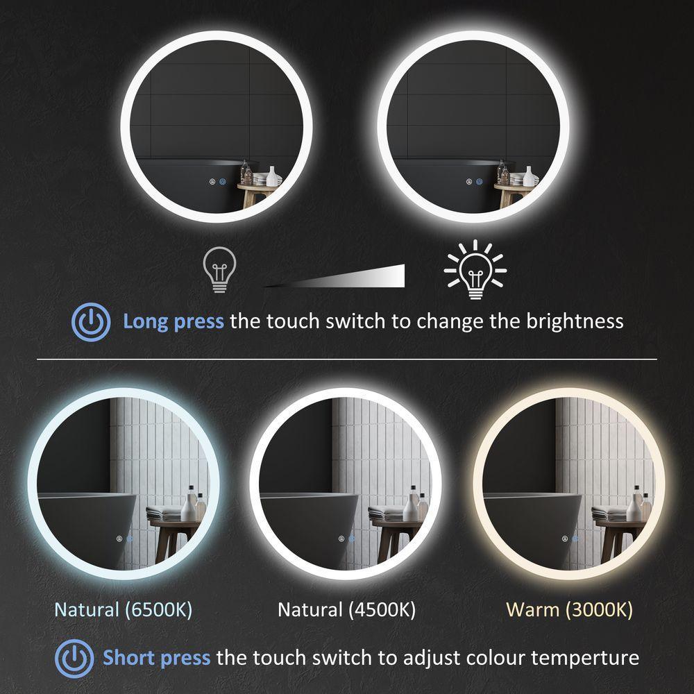 kleankin Illuminated Bathroom Mirror with LED Lights, 3 Colours, Defogging Film kleankin