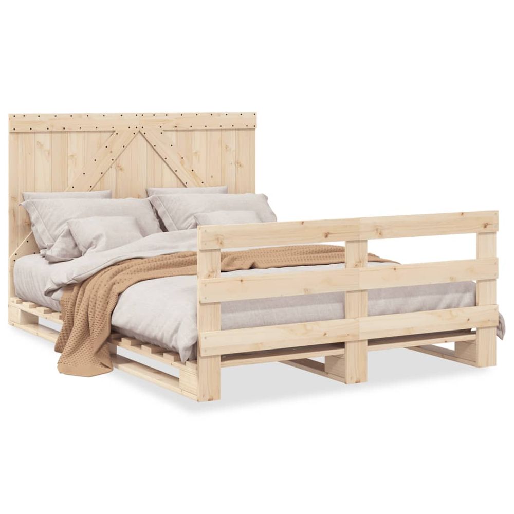 vidaXL Bed Frame with Headboard 140x200 cm Solid Wood Pine vidaXL