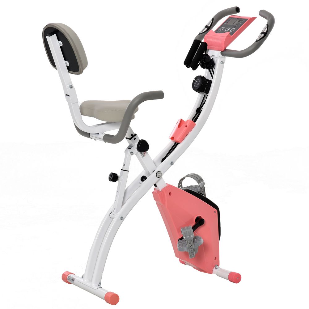 2-In-1 Upright Exercise Bike 8-Level Adjustable with Pulse Sensor Pink HOMCOM Unbranded