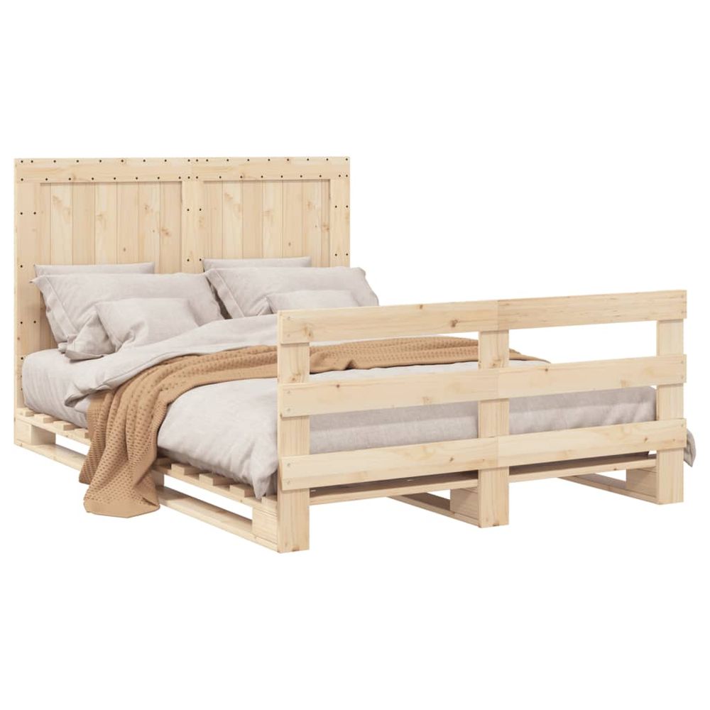 vidaXL Bed Frame with Headboard 160x200 cm Solid Wood Pine vidaXL